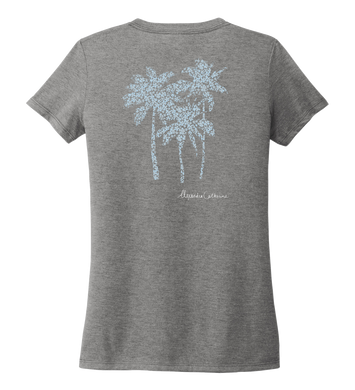 Alexandra Catherine, Palm Trees, Women's V-neck T-shirt in Oyster Grey