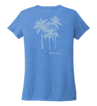 Load image into Gallery viewer, Alexandra Catherine, Palm Trees, Women&#39;s V-neck T-shirt in Sky Blue