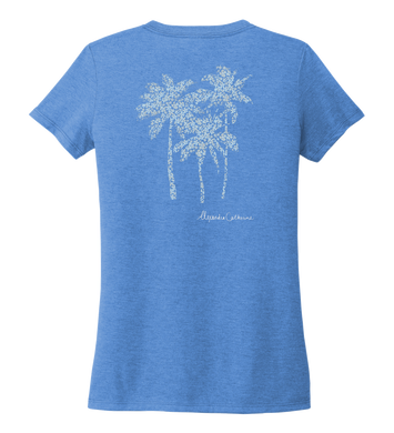 Alexandra Catherine, Palm Trees, Women's V-neck T-shirt in Sky Blue