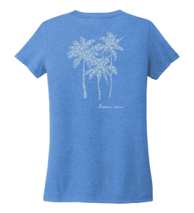Alexandra Catherine, Palm Trees, Women's V-neck T-shirt in Sky Blue