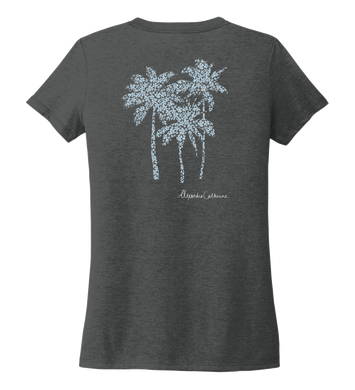 Alexandra Catherine, Palm Trees, Women's V-neck T-shirt in Slate Black