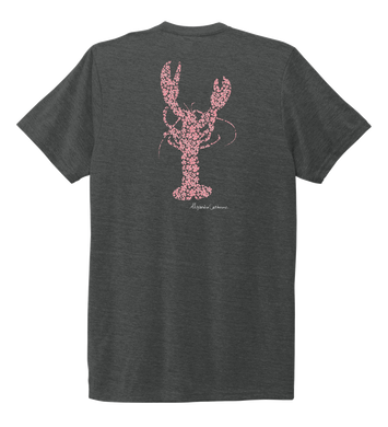 Alexandra Catherine, Fleur Pink Lobster, Unisex Crew Neck T-shirt in Slate Black