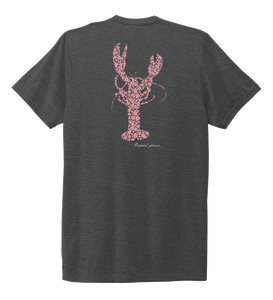 Alexandra Catherine, Fleur Pink Lobster, Unisex Crew Neck T-shirt in Slate Black