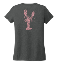 Load image into Gallery viewer, Alexandra Catherine, Fleur Pink Lobster, Women&#39;s V-neck T-shirt in Slate Black