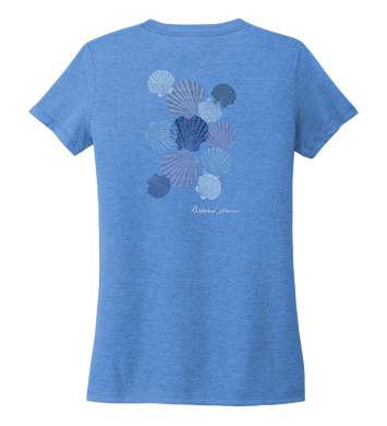 Alexandra Catherine, Tossed Seashells, Women's V-neck T-shirt in Sky Blue