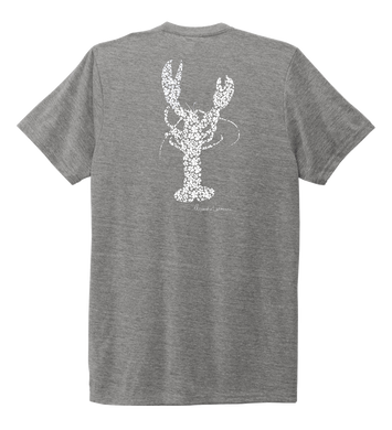 Alexandra Catherine, Fleur White Lobster, Unisex Crew Neck T-shirt in Oyster Grey