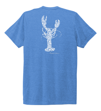 Alexandra Catherine, Fleur White Lobster, Unisex Crew Neck T-shirt in Sky Blue