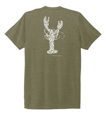 Alexandra Catherine, Fleur White Lobster, Unisex Crew Neck T-shirt in Earthy Green