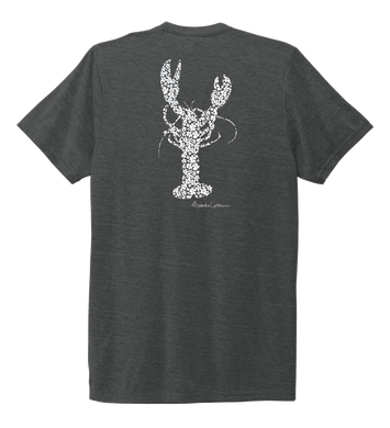 Alexandra Catherine, Fleur White Lobster, Unisex Crew Neck T-shirt in Slate Black