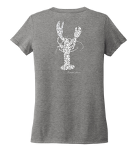Load image into Gallery viewer, Alexandra Catherine, Fleur White Lobster, Women&#39;s V-neck T-shirt in Oyster Grey