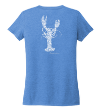 Load image into Gallery viewer, Alexandra Catherine, Fleur White Lobster, Women&#39;s V-neck T-shirt in Sky Blue