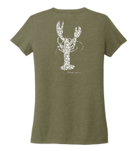 Load image into Gallery viewer, Alexandra Catherine, Fleur White Lobster, Women&#39;s V-neck T-shirt in Earthy Green