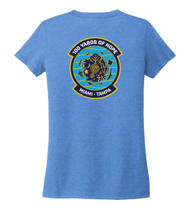 FORCE BLUE 100 YARDS OF HOPE Women's V-neck T-shirt in Sky Blue