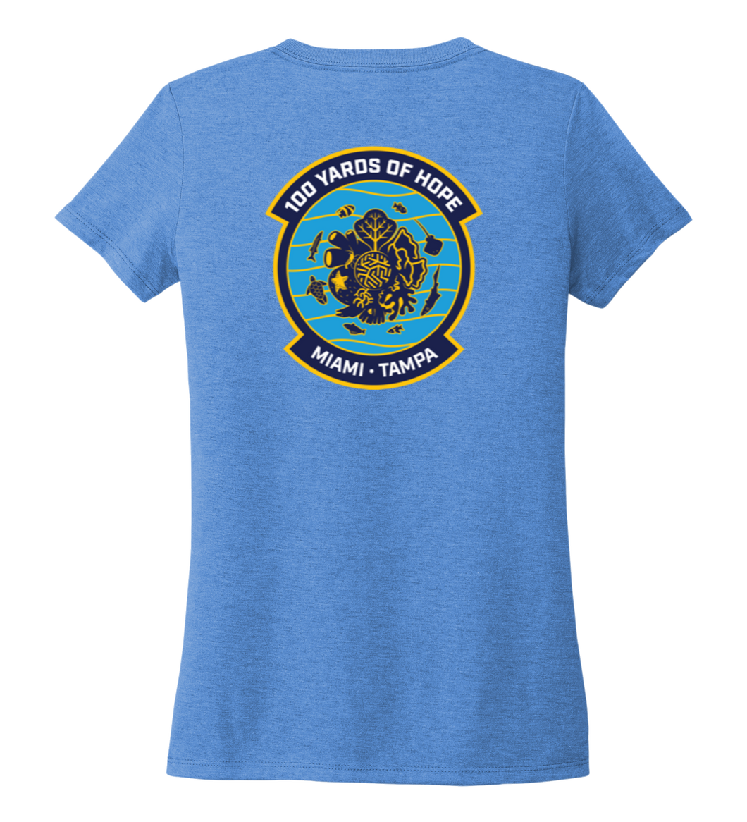FORCE BLUE 100 YARDS OF HOPE Women's V-neck T-shirt in Sky Blue