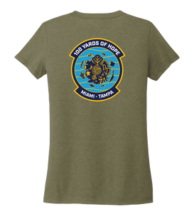 FORCE BLUE 100 YARDS OF HOPE Women's V-neck T-shirt in Earthy Green