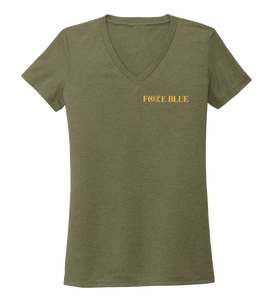 FORCE BLUE 100 YARDS OF HOPE Women's V-neck T-shirt in Earthy Green