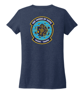 FORCE BLUE 100 YARDS OF HOPE Women's V-neck T-shirt in Deep Sea Blue