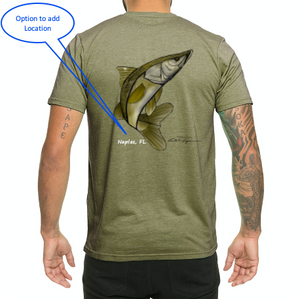 Colin Thompson, Snook, Crew Neck T-Shirt in Earthy Green
