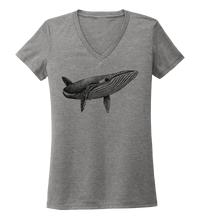 Load image into Gallery viewer, STYNGVI, Humpback Whale, Women&#39;s V-neck T-shirt in Oyster Grey