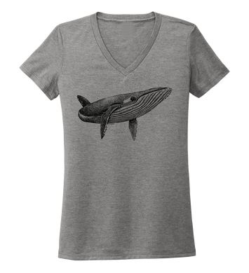 STYNGVI, Humpback Whale, Women's V-neck T-shirt in Oyster Grey