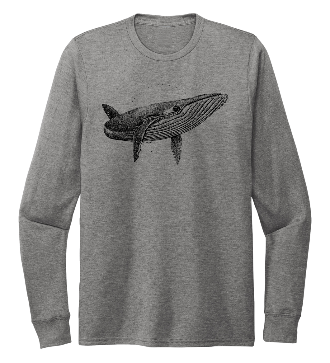 STYNGVI, Humpback Whale, Unisex Crew Neck Long Sleeve T-shirt in Oyster Grey