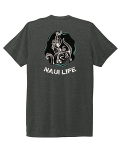 NAUI LIFE - Shark front - Octopus back - Unisex Crew Neck T-shirt in Slate Black