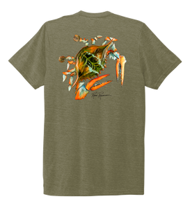 Ronnie Reasonover, The Crab, Crew Neck T-Shirt in Earthy Green