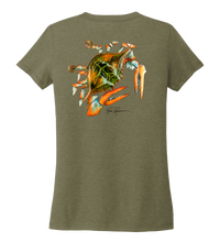 Load image into Gallery viewer, Ronnie Reasonover, The Crab, Women&#39;s V-neck T-shirt in Earthy Green