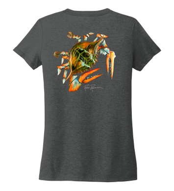Ronnie Reasonover, The Crab, Women's V-neck T-shirt in Slate Black
