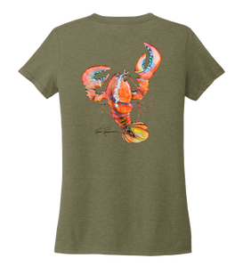 Ronnie Reasonover, The Lobster, Women's V-neck T-shirt in Earthy Green