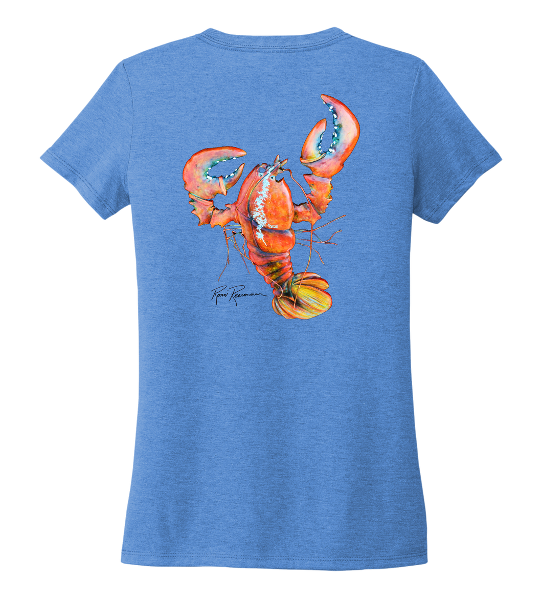 Ronnie Reasonover, The Lobster, Women's V-neck T-shirt in Sky Blue