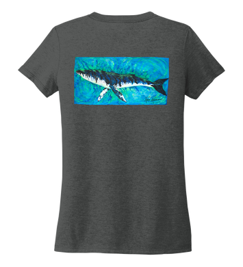 Ronnie Reasonover, The Whale, Women's V-neck T-shirt in Slate Black