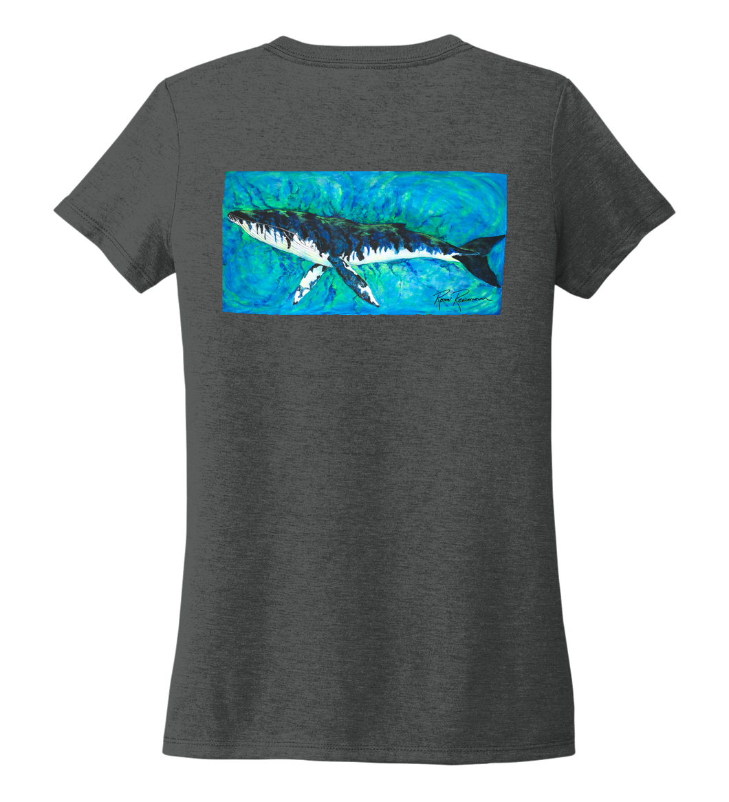 Ronnie Reasonover, The Whale, Women's V-neck T-shirt in Slate Black