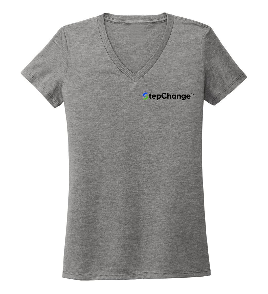 StepChange Women's V-neck T-shirt in Oyster Grey