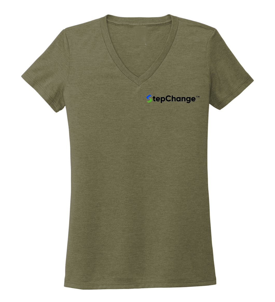 StepChange Women's V-neck T-shirt in Earthy Green