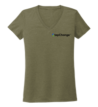 Load image into Gallery viewer, Lauren Gilliam, Dolphin, Women&#39;s V-neck T-shirt in Earthy Green