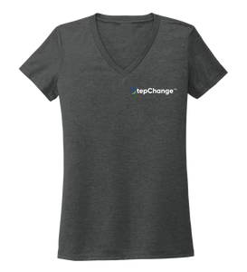 StepChange, Porpoise, Women's V-neck T-shirt in Slate Black