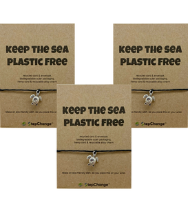 *BUY2GET1FREE* Bundle - Turtle Charm Bracelet with "KEEP THE SEA PLASTIC FREE" Message Card